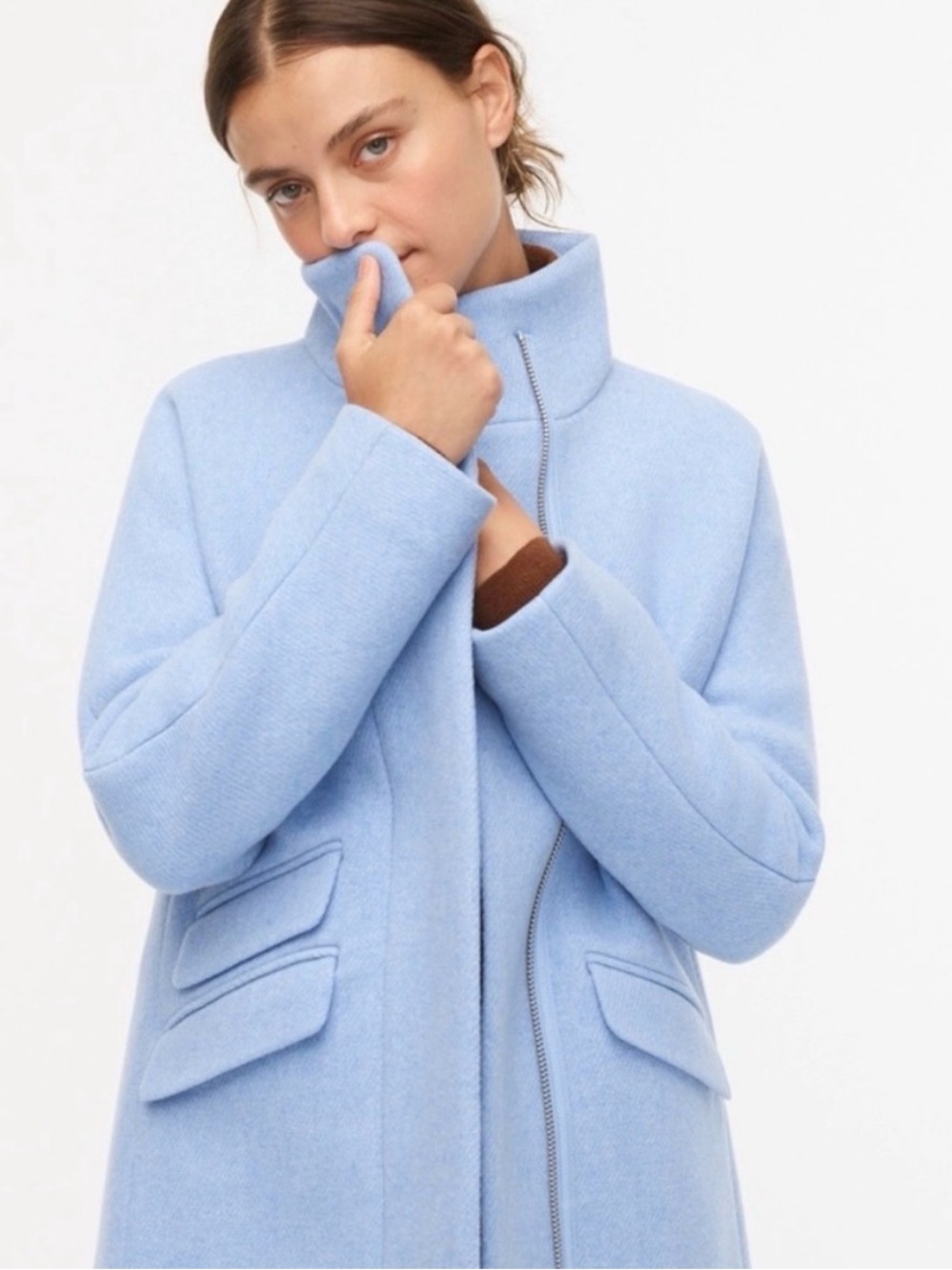 J. Crew Wool Cocoon Coat Stadium Cloth Heather Blue 2P - Picture 2 of 13